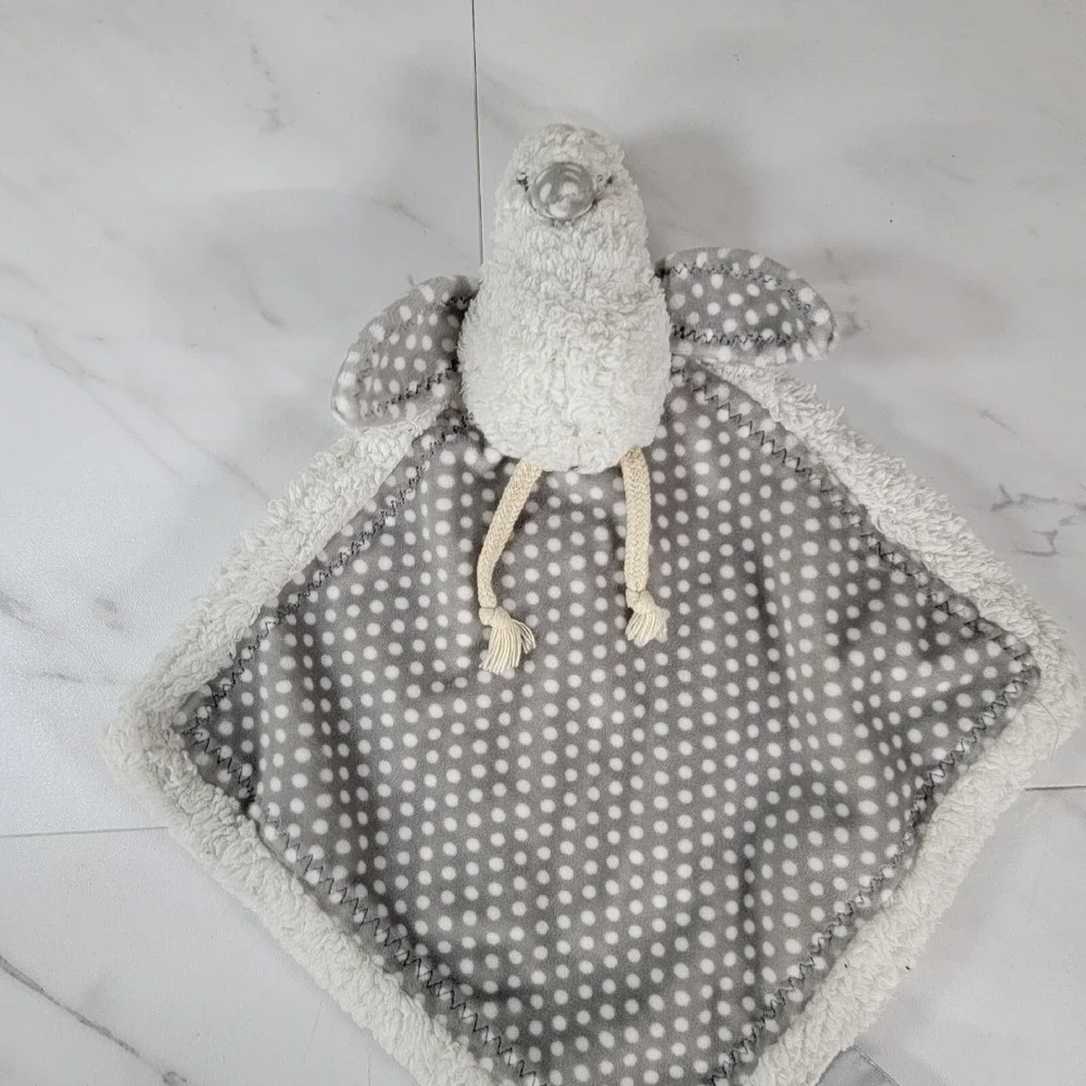 Demdaco‎ Bennett Birdie Plush Bird Lovey Gray Polk Dot Security Blanket HTF